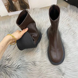 Breakj Boots Female 2024 Spring And Autumn New Simple Thin Single Boots Martin Boots Fashion Middle Tube British Style Ankle