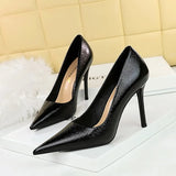 Breakj Retro Banquet Heels With Shallow Pointed Metallic Ultra High Single Shoes Women's