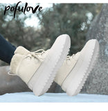 Women's White Snow Boots Platform Winter Boots Thick Plush Waterproof Anti-skid Boots Fashion Winter Warm Fur