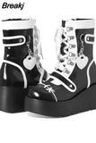 New Gothic Style Platform Vampire Cosplay Women Mid-calf Boots 2023 Winter Wedges Comfy Women Motorcycle Boots
