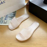 New Large Size Plastic Women's Shoes Flat Solid Color Fashion Round Toe Open Toe Comfortable Sandals and Slippers