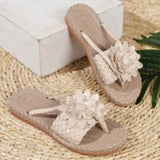 Women's Fashion Trend Flip Flops Slippers Woman Flat Vacation Holiday Braided Floral Pattern Open Toe Sandals Shoes Size