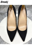 pure color stiletto pointed toe 12cm high heels elegant office handmade daily wear ladies pump red black RM028