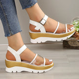 Pvc Wedges Sandals Women 2023 Summer Casual Ankle Buckle Gladiator Sandals Woman Plus Size Platform Sandalias