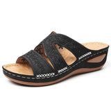 Breakj Cool Slippers Roman Women's Slope And Fish Mouth Thick-Soled Large-Size Shoes Multi-Color Embroidered Cool Drag
