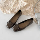 Breakj Silver Single Shoes Spring 2025 New Korean Version Of Evening Wind Flat Shoes Shallow Bow Women's