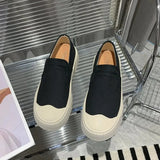 Soled Canvas Loafer Shoes for Women's Design Sense Board Shoes Biscuit Shoes Color Matching Slip on Flats Casual