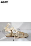 New Gladiator Women Flat Sandals Ladies Clip Toe Cross Strap Thong Sandals Shoes Woman Beach Free-binding Sandalen