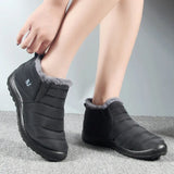 WaterProof Ankle Boots for Women 2021 Warm Plush Women's Shoes Round Toe Thick-soled Outdoor Casual Antislip Couple