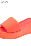 New Summer Square Toe Thick Bottom Women's Slippers Brand Satin Sandals Womens Sexy Waterproof Platform Dress Beach
