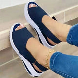 Breakj Women's Shoes Large Size Summer New Platform Simple Women's Single Shoes Velcro Casual Fish Mouth Sandal
