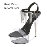women shoes summer sandals gladiator heels Pole Dance High-heeled Sandals Clear High Heels Platform Diamonds Sandals