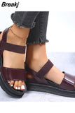 New Women Real Leather Shoes Summer Sandals Buckle Strap Hollow Out Beach Sandals Cool Ladies Footwear Size