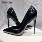 All BLack Patent Women Pointy Toe High Heels Slip On Stilettos OL Formal Dress Shoes Customize Pumps