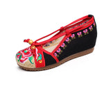 Breakj Not Include Shoe Box Single Shoes Full Size Inside Raised 5 Cm High Heels Embroidered Cloth Shoes Spring And Summer Women's