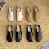 Women Flats Tabi Ninja Moccasins Round Split Toe Shallow Lazy Slip On Slingback Mules Leather Shoes Soft Loafers Slip