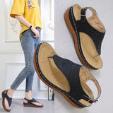 Summer Women Buckle Strap Sandals Casual Ladies Solid Clip Toe Shoes Thong Sandals Gladiator Footwear Wedges
