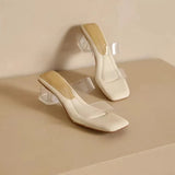 Summer Soft Platform Sandals for Women Fashion Transparent Pvc High Heel Sandalias Mujer New Clear Square Heels