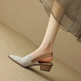 New Office Casual Women Pumps Fashion Hollow Middle Heel Slingbacks Shoes Woman Spring Summer