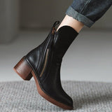 Style Mid Tube Side Zippered Martin Boots, New Autumn 2024 Thick Heeled Women's Boots Zapatos De
