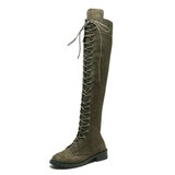 Women's Long Boots Large Women Shoes Thick Heel Lace Up High Heel Round Head Casual Knight Boots Thigh High