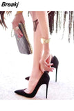 Suede High Heels Women Stiletto Pump Single Shoes Professional Ol Work Shoes Black Pointed Toe Sexy Party Black Wedding