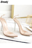 Transparent stiletto High Heels for Women Sexy Pointed Toe Leopard Party Women's Summer Shoes Size 41 42 2023 New