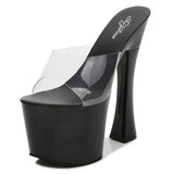 8 Color Women's High Heel Sandals 2023 Summer Transparent PVC Sexy Wedding Slippers 20CM Platform Thick Heel Shoes Size