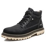 Men's Leather Boots Classic Men Warm Fur Snow Boots Outdoor Brand Punk Men Motorcycle Boots Lace Up Men's Tooling