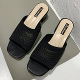 Summer Mid Heels Open Toe Flip Flops Fashion Mesh Women Slippers Shoes Sandals Trend New Party Shoes Dress Ladies