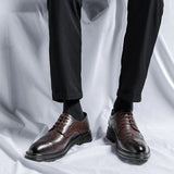 Breakj Men's Black Business Dress Leather Shoes Men's Platform Casual British Style Groom Wedding Shoes