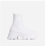 Woman Boots Knitted Sock Boots Women's Thick-soled Short Tube Breathable Plus Size 43 Boots Platform Booties