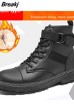 Men's Black 2023 AutumnWinter Anker Boots for Men Leather Motorcycle Botas Hombre Platform Casual Martens