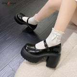 shoes Heels Lolita shoes platform heels Women Mary Jane Shoes Vintage Girls High Heel Japanese Style College Student