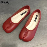 Spring Autumn Women Leather Comfy Flats Soft Bottom Shoes Soild Shallow Toe Split Causal Loafers Ladies Shoes