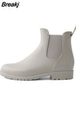 Chelsea Rain Shoes Woman Ankle Rainboots Rubber Boots Non-slip Water Shoes Female Galoshes Overboot for
