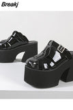 Thick Heels Platform Sandals For Women 2023 European Style Ankle Buckle Sandals Comfy Walking Lady Sandals