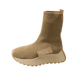 Boots Women Sock Shoes Spring Mesh Slip on High Heeled Platform Boots Botas De Mujer Women