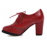 Office Ladies woman shoes Big Size 43 Round Toe Solid Vintage Cross-tied Spike Heels Fashion