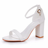Breakj Cm Thick Heel With Sandals Female Fish Mouth Exposed Toe Square Sandals Pure White Wedding