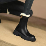 Women Fashion Zippers Ankle Boots Lady Winter Soft Leather Warm Booties 35-41 Square Low Heels