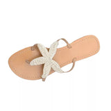Beaded Gold Slippers Women Summer Beach Sandals Outdoor Cute Starfish Sandals Ladies Flip Flops Plus Size 43