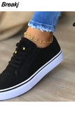 Woman Flats Women's Casual Vulcanized Ladies Comfortable Shoes Plus Size 42 43 2023 Lace Up Women Denim Canvas