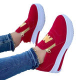 Breakj Plus-Size Plus-Size Sports Single Shoes Platform Flat Side Zipper Color Casual