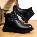 2023 New High Boots Men's High Top British Style Worker Boot High-Ankle Leather Casual Motorcycle Shoes Men's