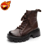 Chunky Footwear Platform Fur Short Shoes for Women Biker Female Ankle Boots Combat Punk Style Trend 2023 Spring