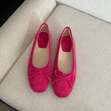 Women Gentle Bowknot Ballet Flat Shoes Korean Fashion Retro Elegant Round Toe Stiletto Pumps Autumn Dress Loafer Casual