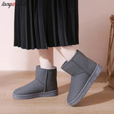 Women's Shoes Australian Boots Winter Footwear Round Toe Flat Heel Boots-Women Fashion Snow Low 2023 Ladies Ankle