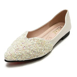 and Autumn 2024 New Pointed Toe Shallow Mouth Flat Shoes Women's Bean Shoes Women's Sequins Single