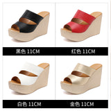 Super High Heel Slippers Women's Muffin Thick Soles Waterproof Table Fashionable Small Size 32-33 Slope Heel Sandals